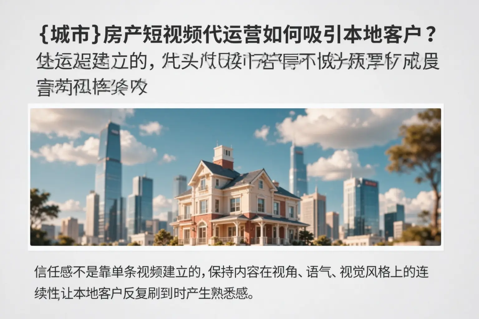 细河房产短视频代运营如何吸引本地客户？